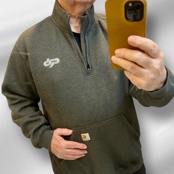 Carhartt Pullover Sweatshirt Mock Neck Quarter Zip Mens XL Gray 106#8=R13 - Picture 2 of 15